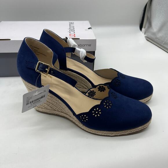 Liz Claiborne Morgan Women's Wedge Heels Blue Navy Size 11M - Picture 1 of 9
